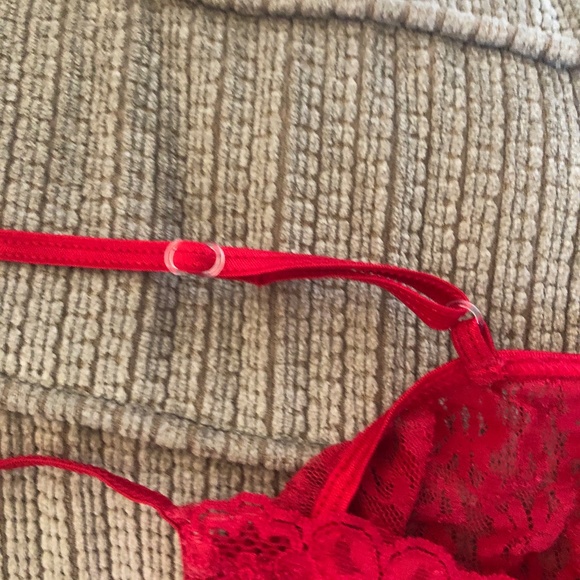 NWT RED LACE LINGERIE 2PC, SHEER, CROP TOPW/LONG BOTTOM, CUTE & SEXY IN ONE - Picture 13 of 13
